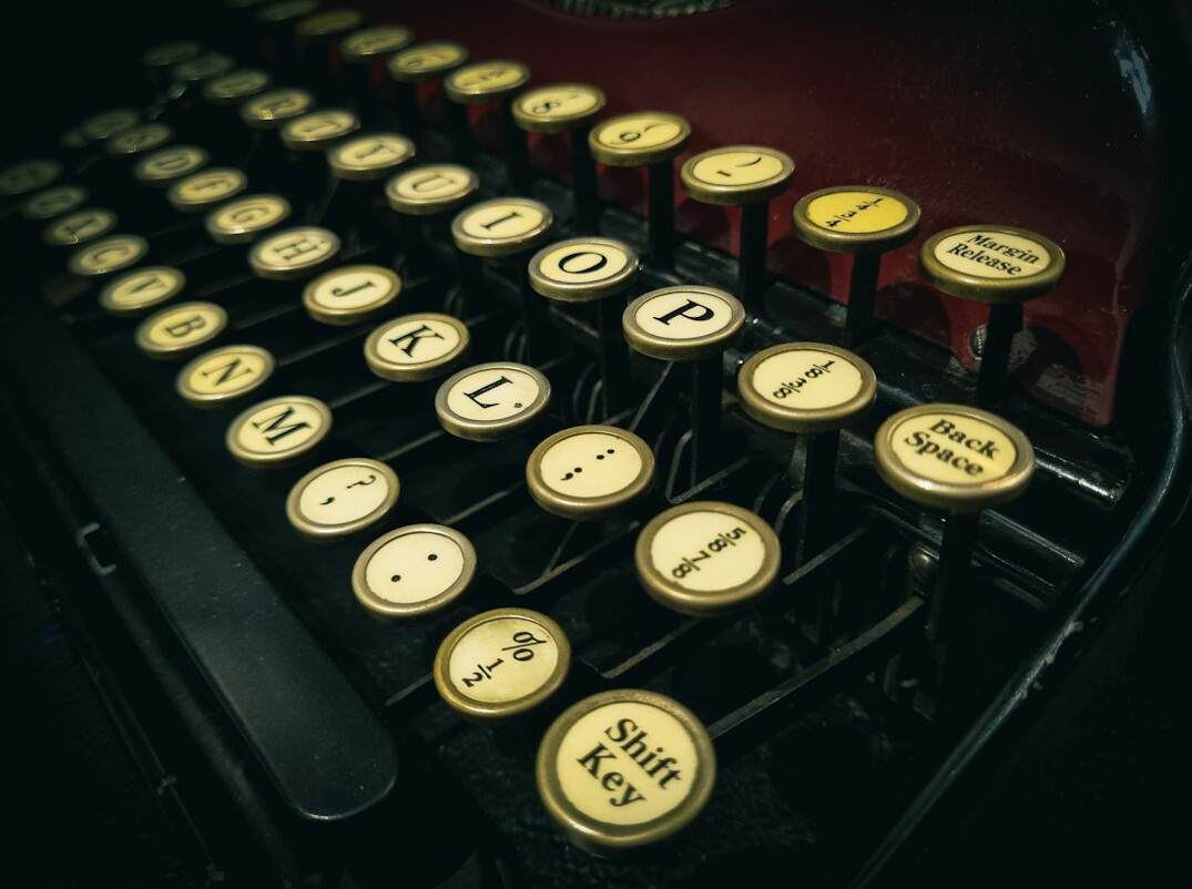 Close-up of vintage typewriter keys